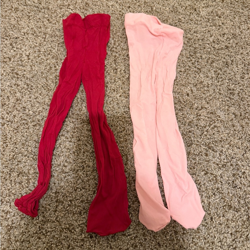 Bundle of Red and Pink Tights Set 12-24M
